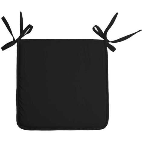 Homemaison – Galette de chaise 38x38 cm – 100% polyester – Épaisseur 3 cm – 2 nouettes d'attaches pour maintien sécurisé – Design uni noir