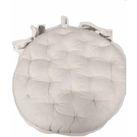 Homemaison – Galette de chaise ronde matelassée 40 cm – 100% coton – Biface uni et coloré – Système d'attache par nouettes