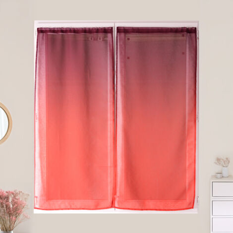 Homemaison – Paire de voilage en étamine imprimée dégradée prune 60x135 cm – Tissu léger 100% polyester – Ourlet passe tringle – Ourlés
