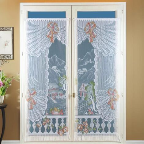 Homemaison – Paire de voilages droits 60x120 cm – 100% polyester – Finition à passants – Lavable en machine à 30°C – Esprit campagne