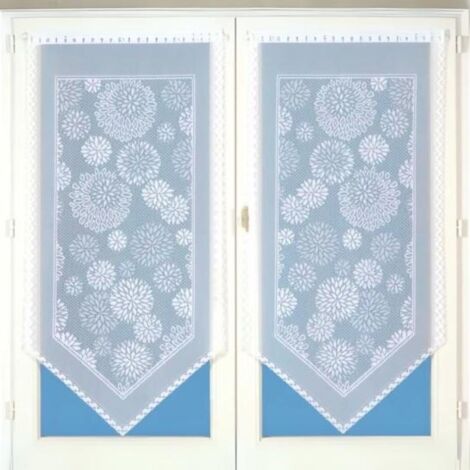 Homemaison – Paire de voilages en pointe et dentelle blanc 60x120 cm – 100% polyester – Lavable en machine à 30° – Prêts à poser