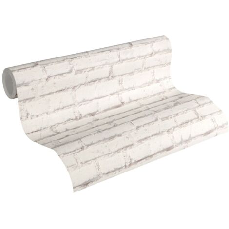Homemaison – Papier peint à motif brique blanche – Papier peint expansé sur intissé – Lessivable et strippable – Dimensions 53 cm x 10,05 m