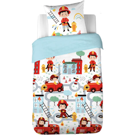 Homemaison – Parure de lit enfant réversible 140x200 cm – 100 % coton – 57 fils/cm² – Lavable en machine à 30° – Imprimé moderne
