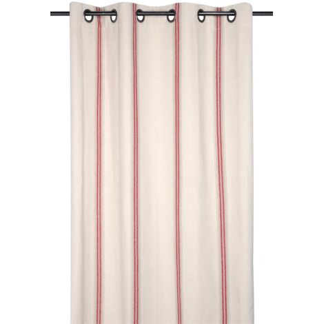 Homemaison – Rideau 100% coton effet tapissier d'antan rouge 135x260 cm – 8 œillets ronds canon de fusil – Touche d'élégance intérieure