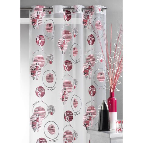 Homemaison – Rideau dévoré années 50 rouge 140x240 cm – 75% viscose et 25% polyester – 8 œillets ronds argentés pour installation facile