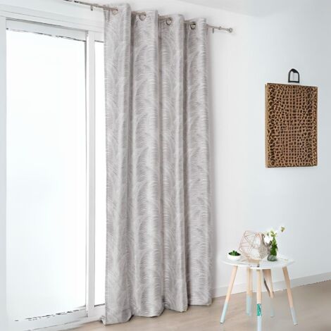 Homemaison – Rideau motif palme 145x250cm – 100% polyester – Finition haut avec 8 œillets – Lavable à 30° – Pour salons et chambres modernes