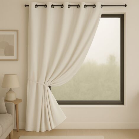 Homemaison – Rideau occultant 100% polyester ignifugé M1 – Non feu – Dimensions 140x180 cm – Aspect lisse et satiné pour espaces collectifs