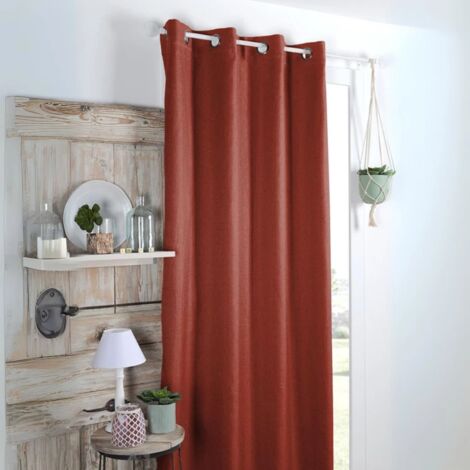 Homemaison – Rideau occultant 100% polyester terracotta 140x260 cm – 8 œillets ronds canon de fusil – 100% occultant pour protection totale