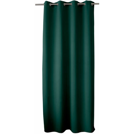 Homemaison – Rideau occultant 140 x 240 cm en polyester – Couche noire anti-lumière – Coloris vert foncé – 8 oeillets en métal chromé
