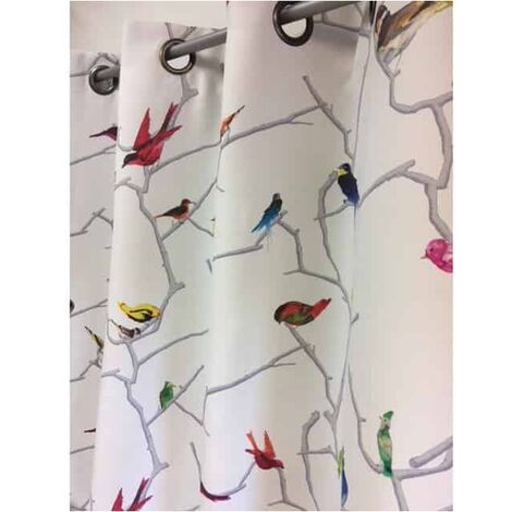 Homemaison – Rideau occultant colibris 145x260cm – 100% polyester – Tête avec 8 oeillets – Ourlets bas et côtés