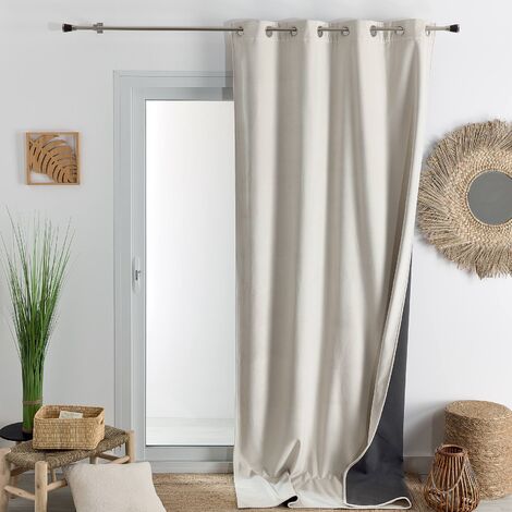 Homemaison – Rideau occultant en velours doublé polaire 135x280 cm – 7 fois plus isolant – Lavable en machine à 30° – Couleur blanc cassé