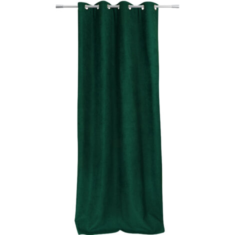 Homemaison – Rideau occultant thermique aspect velours 140x260cm – 100% polyester – Isolation efficace – Vert foncé pour décoration intérieure
