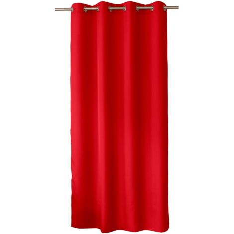 Homemaison – Rideau oeillets rouge 140x240 cm – 100% polyester bachette 120 g/m² – Lavable en machine à 30°C – Prêt à poser