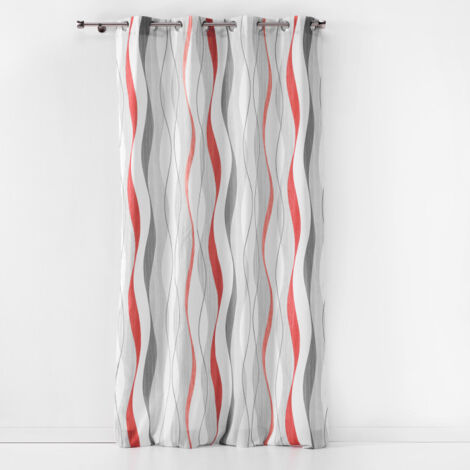 Homemaison – Rideau tamisant rouge 140x260 cm – Motif ondulé – 100% polyester – 8 œillets argent – Finition élégante pour intérieur moderne