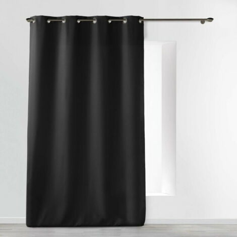 Homemaison – Rideau uni à œillets noir 140x280 cm – 100% polyester – 8 œillets ronds pour installation rapide – Lavable en machine à 30°C