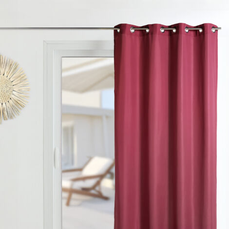 Homemaison – Rideau d'ameublement en microfibre uni bordeaux 135x250 cm – 100% polyester – Finition haut avec 8 œillets ronds argent – Prêt-à-poser
