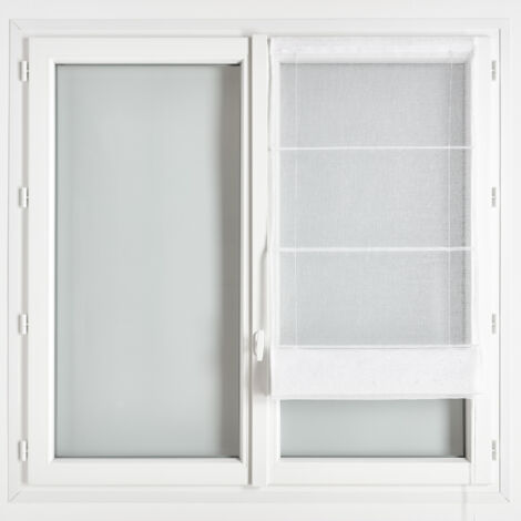 Homemaison – Store bateau en étamine blanc 60x180 cm – 100% polyester – Finition bande velcro ou passe tringle – Prêt à poser