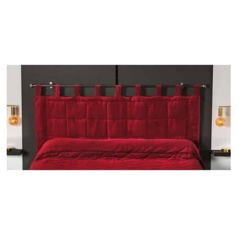 Homemaison – Tête de lit matelassée rouge 70x160cm – 55% polyester, 27% coton, 18% lin – 9 brides – Lavable à sec