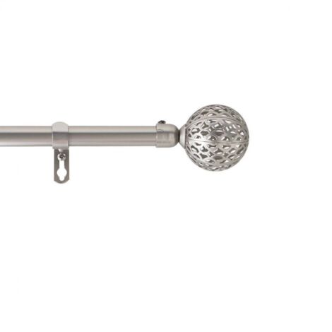 Homemaison – Tringle à rideau extensible 120-210 cm – Métal argenté – Diamètre 19 mm – Inclus supports et embouts décoratifs