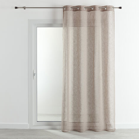 Homemaison – Voilage 100% polyester beige 140x240 cm – Effet lin fluide – Œillets ronds argent – Laisse entrer la lumière tout en préservant l'intimité