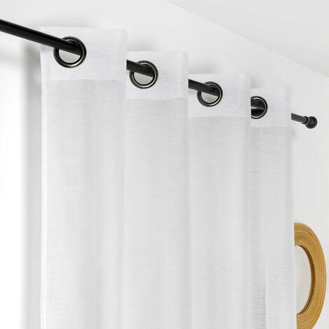 Homemaison – Voilage 100% polyester certifié Non Feu M1 – Dimensions 145x240 cm – Finition haut avec bande de renfort et 8 œillets – Épongeable