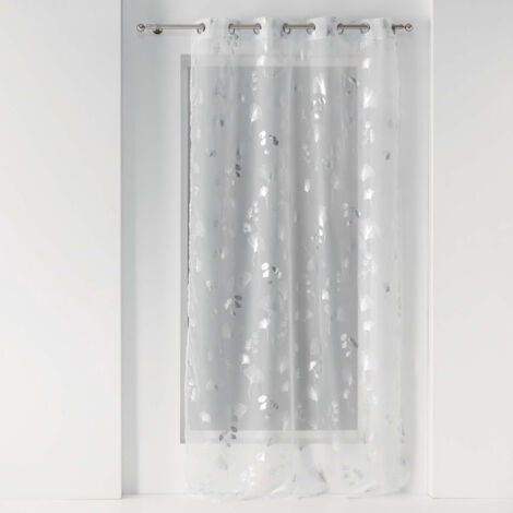 Homemaison – Voilage argent 140 x 240 cm – 100% polyester – 8 œillets ronds en métal – Lavable en machine à 30°C