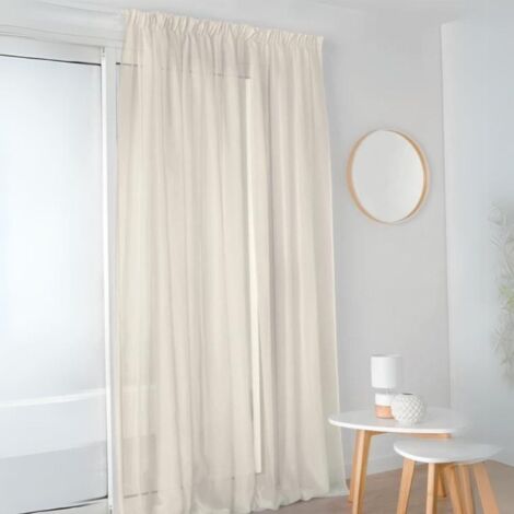 Homemaison – Voilage beige 300x250 cm – Tissé en France – 100% polyester – Finition galon fronceur – Prêt à poser