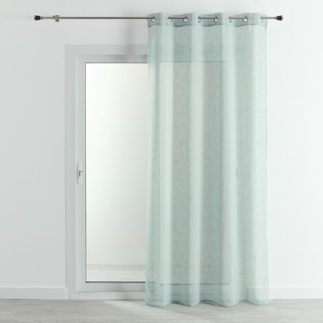 Homemaison – Voilage effet lin fluide vert d'eau 140x240 cm – 100% polyester léger – Œillets ronds argent – Laisse passer la lumière