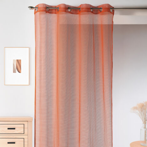 Homemaison – Voilage en maille filet orange 140x260 cm – 100% polyester – 8 œillets ronds argentés – Finition ourlée pour un style élégant