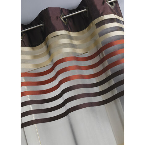 Homemaison – Voilage en organza rayé marron chocolat 140x260 cm – 100% polyester – 8 œillets carrés en bronze – Élégant pour décoration intérieure
