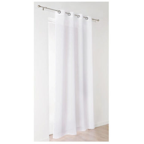 Homemaison – Voilage léger aspect lin blanc 140x240 cm – 8 œillets ronds en métal argent – Laisse passer la lumière tout en préservant l'intimité