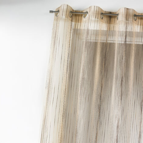 Homemaison – Voilage en organza multicolore tissé beige 140x260 cm – 54% polyester – 46% acrylique – 8 œillets ronds en aluminium
