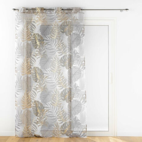 Homemaison – Voilage sablé taupe 140x240 cm – 100% polyester – Style nature dorée – Œillets métalliques pour filtration lumière