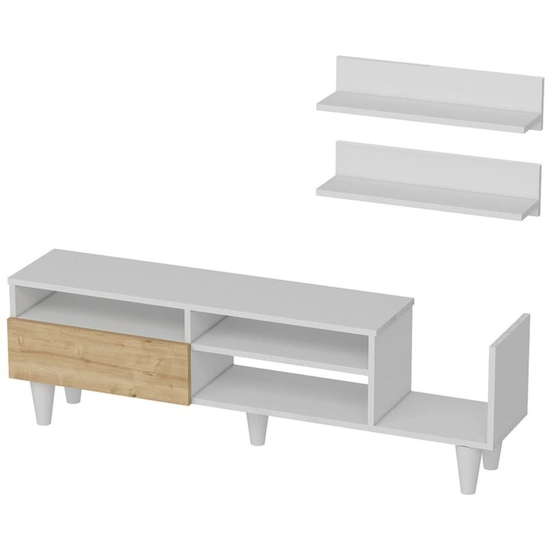 

Homemania Juego de mueble de TV Lena blanco y roble 148,2x29,5x45 cm - Multicolor