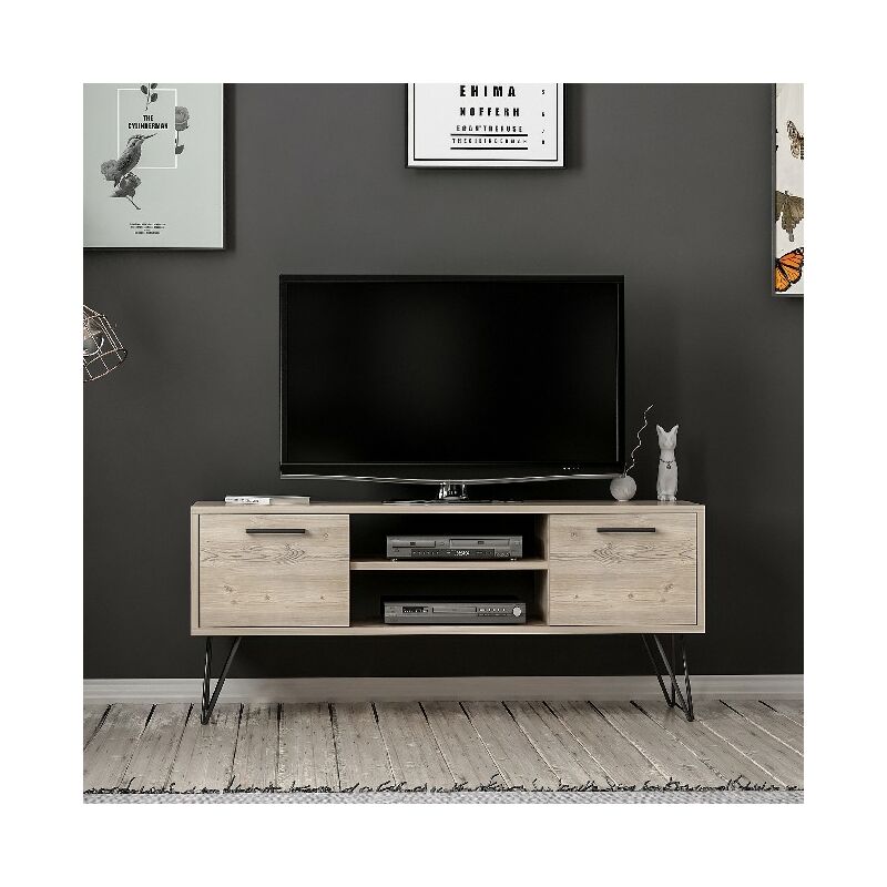 

Gabinete de TV Almira Moderno - con puertas, estantes - de Salotto - Madera, Negro en Madeira, 120 x 35 x 50 cm