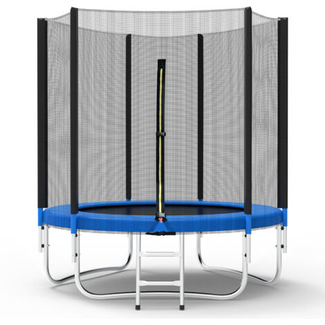 HomeMiYN Trampolin Ø 183/244/305/366cm Gartentrampolin mit Sicherheitsnetz, Trampolin mit Leiterkombination, UV-beständig wasserdichtes Outdoor-Trampolin für Kinder und Familien