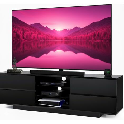 Homeology Avitus Gloss Black Designer Stand upto 65" Flat Screen LED and LCD TV Cabinet