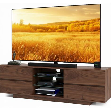 Homeology Avitus Premium Walnut with 4-Walnut Drawers & 3-Shelf 32"-65" LED/OLED/LCD TV Cabinet