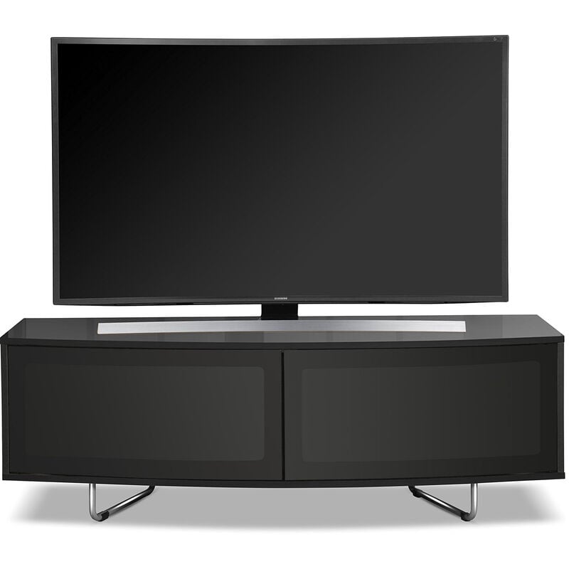 Homeology - Caru Gloss Black Beam-Thru Remote Friendly Super-ContemporaryD Shape Design 32-65 led/oled/lcd tv Cabinet