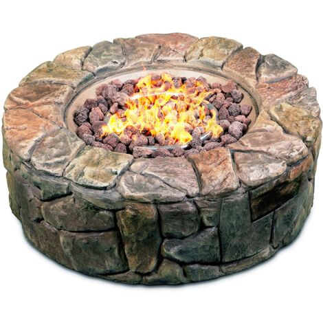 Homeology Fireology KALUYA Bronze Lavish Garden & Patio Gas Fire Pit with Eco-Stone Finish - Fully Assembled
