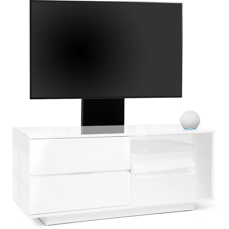 Homeology - Gallus Ultra Gloss White with 2-White Drawers and White Door 32-55 led/ lcd/ Plasma Cabinet tv Stand with Mounting Arm