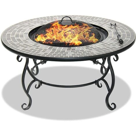 Homeology GINESSA Garden Heater/Fire Pit/Coffee Table/Barbecue/Ice Bucket - Mosaic Ceramic Finish