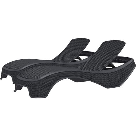 Homeology MALDIVES Black Prestigious Outdoor Rattan-Style Adjustable Sun Lounger Pair