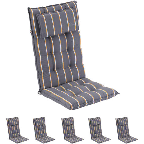Homeoutfit24 Set de 6 Coussin Chaise de Jardin 5x12x9 cm, Coussin Fauteuil Impermeable pour Salon de Jardin Exterieur, Coussins Chaises de Jardin avec un Nettoyage Facile et Résistants aux UV
