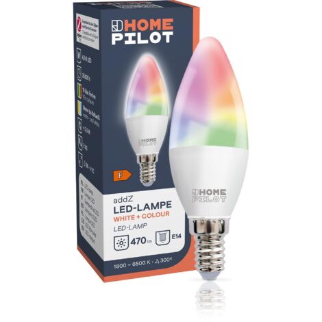 HOMEPILOT - Lampadina addZ LED E14 White and Colour  Lampadina RGBW versatile  Compatibile con lo standard di connessione Zigbee  Controllabile tramite app e comandi vocali.