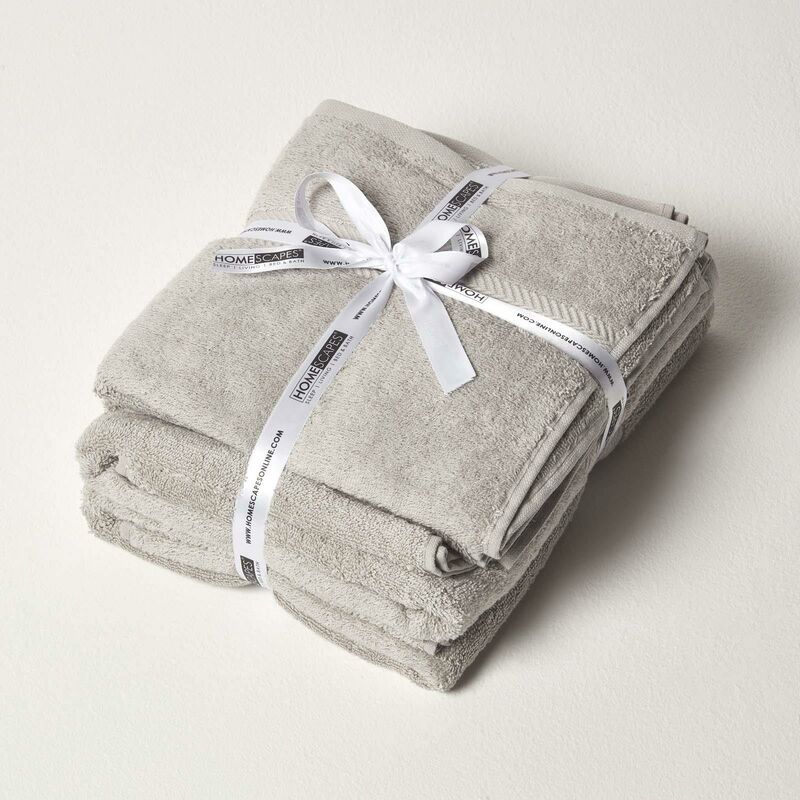 Light Grey 100% Combed Egyptian Cotton Towel Bale Set 500 gsm - Light Grey - Homescapes