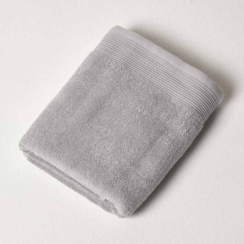 HOMESCAPES Dove Grey 100% Combed Egyptian Cotton Hand Towel 700 GSM