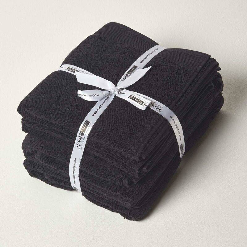 Black 100% Combed Egyptian Cotton Towel Bale Set 700 gsm - Black - Homescapes