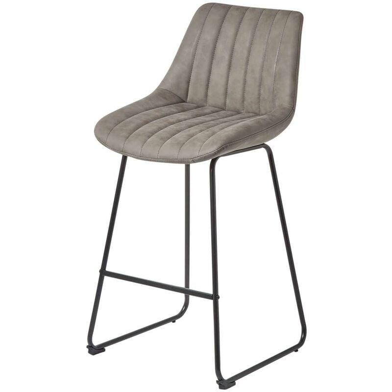 Ascot Tabouret de bar imitation cuir, Gris - Homescapes