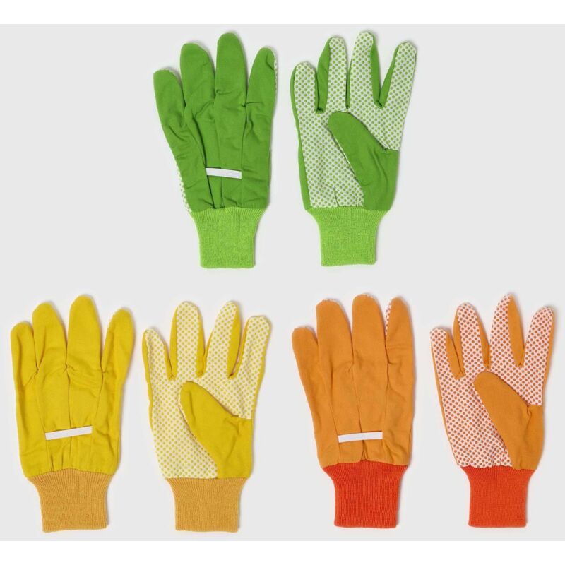Homescapes - Assorted Multi-Colour Gardening Gloves, Set of 3